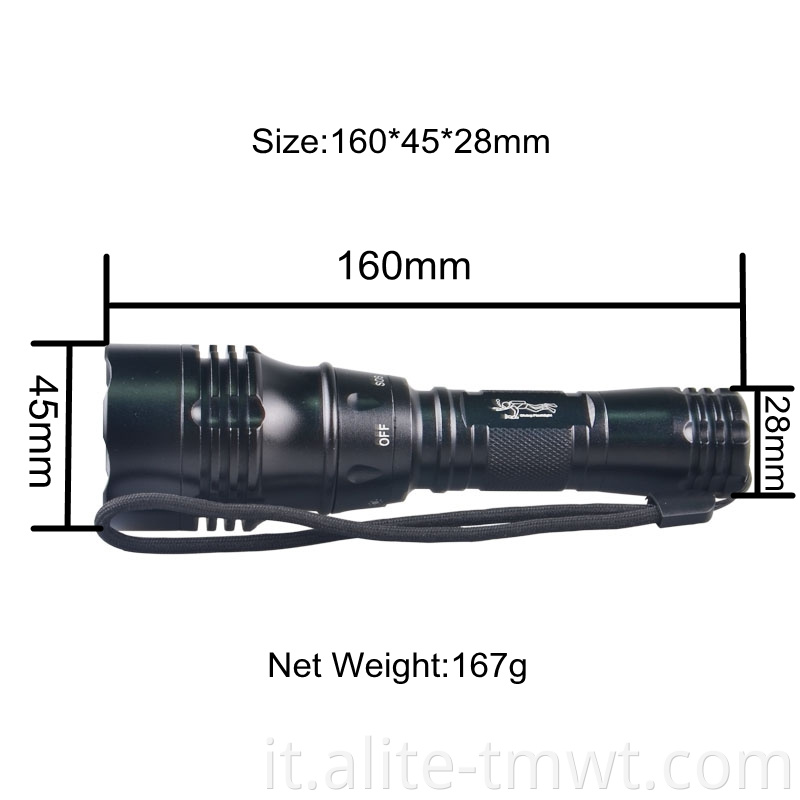 Topcom di alta qualità 18650 Gruppo ad angolo largo ad angolo sott'acqua Flash Flash Light